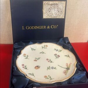 Vintage I.Godinger & Co. Canape Porcelain Plates Flowers Collection Set of 4